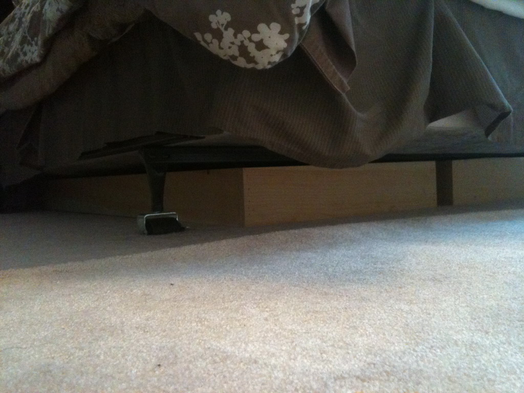 DIY wood project Blocking cats from hiding under the bed and couch