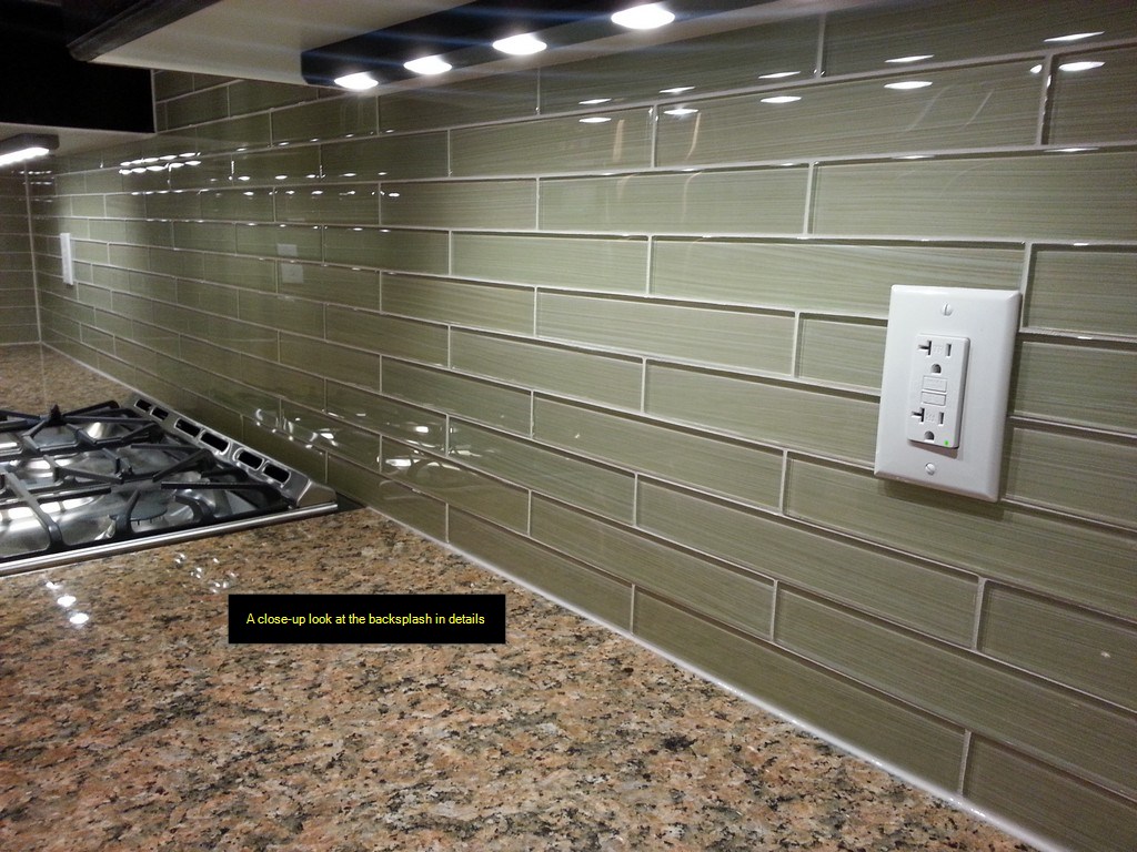 DIY Backsplash Project Glass subway tile + Under lights