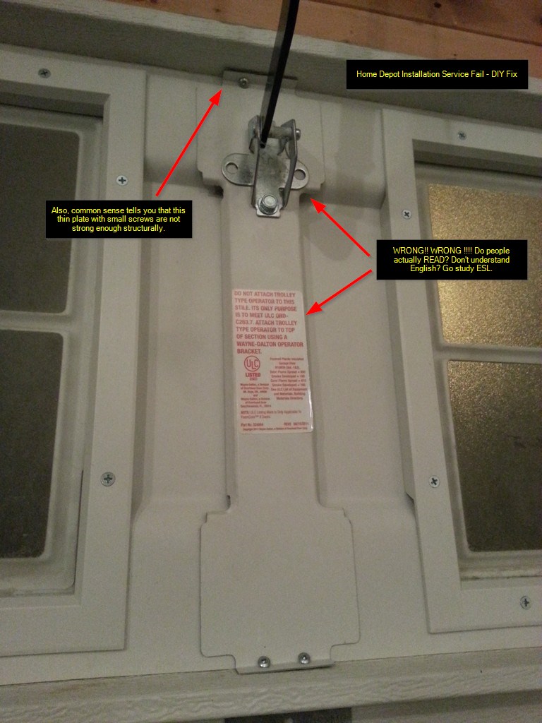 Home Depot Installation Service FAIL! Garage Door opener fell after 1