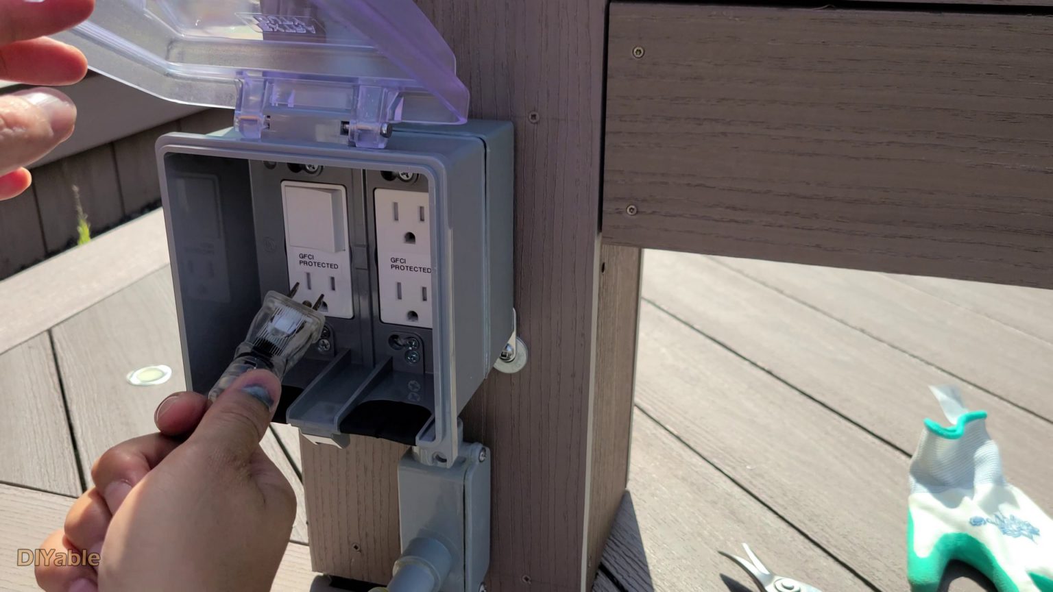 How to install electrical outlet on a deck? No Wiring Needed